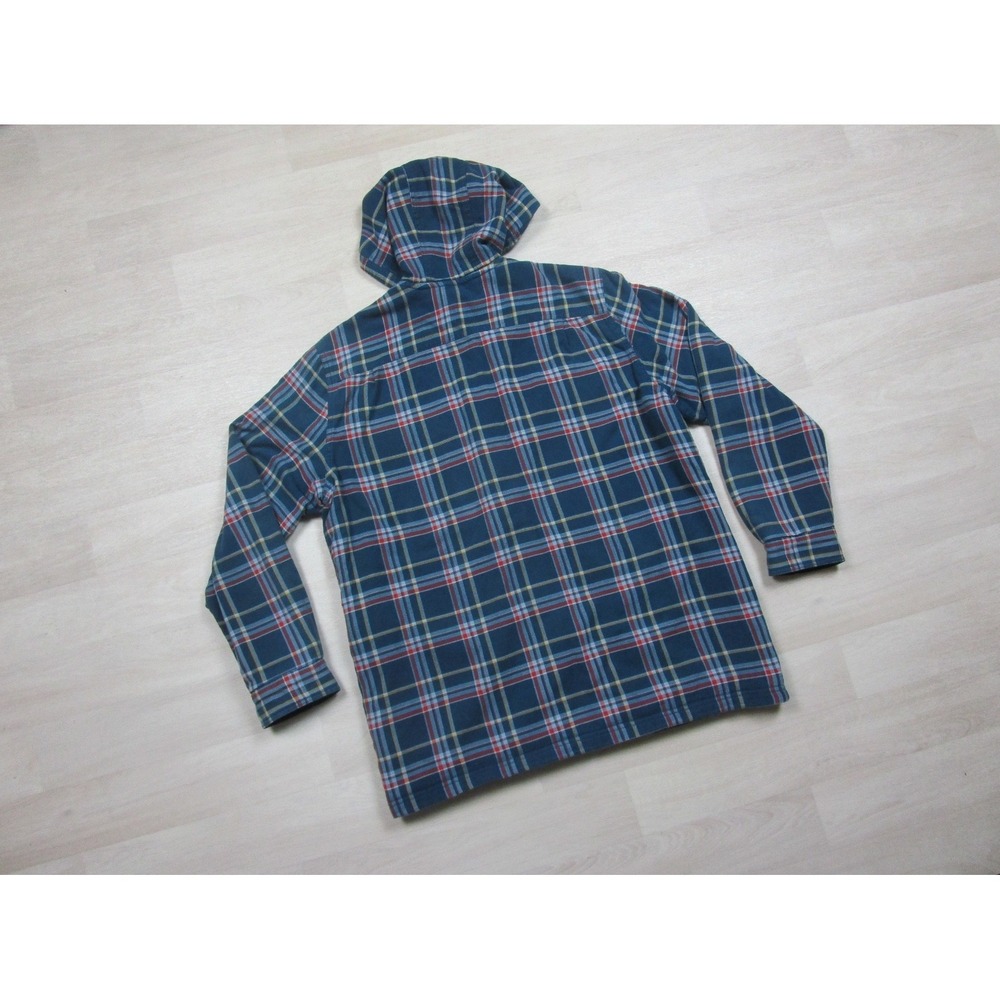 Vintage Y2K LL Bean Fleece Lined Flannel Full Zip Hoodie Mens (L) Plaid Workwear - Picture 9 of 11